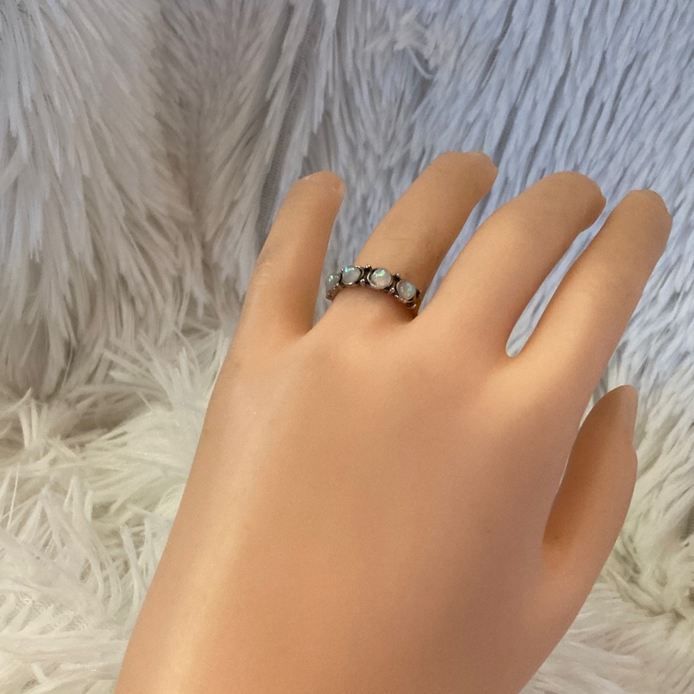 Elegant Silver Fire Opal Ring - image 6